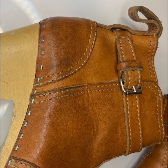 Swedish Hasbeens Toffel Wood Sole Clog Leather Ankle Boot Sz 36 - Picture 10 of 12